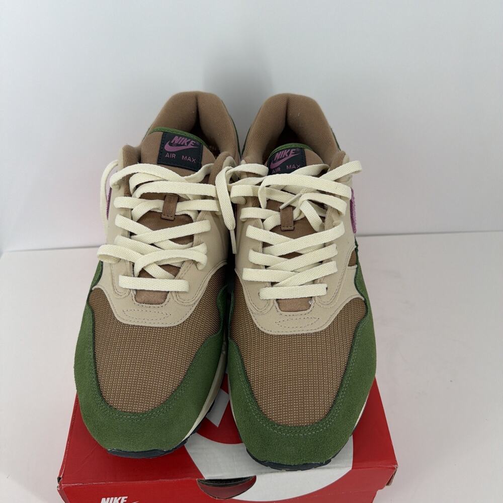 Nike Air Max 1 NH Running Shoe Treeline Light Bordeaux DR9773-300 US Men Size 15